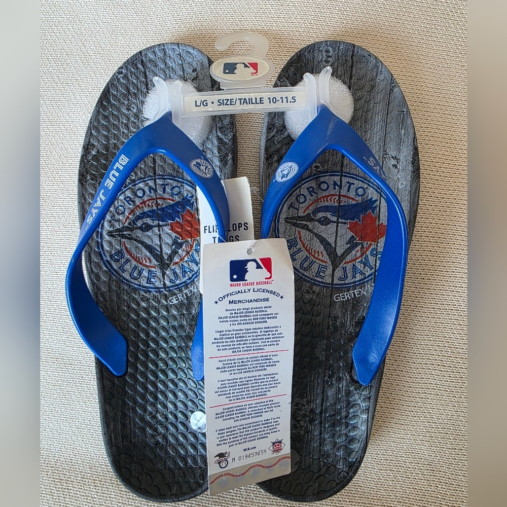 Toronto Blue Jays MLB Official Licensed PVC Flip Flops Men/Ladies Lg 10-11.5 NWT